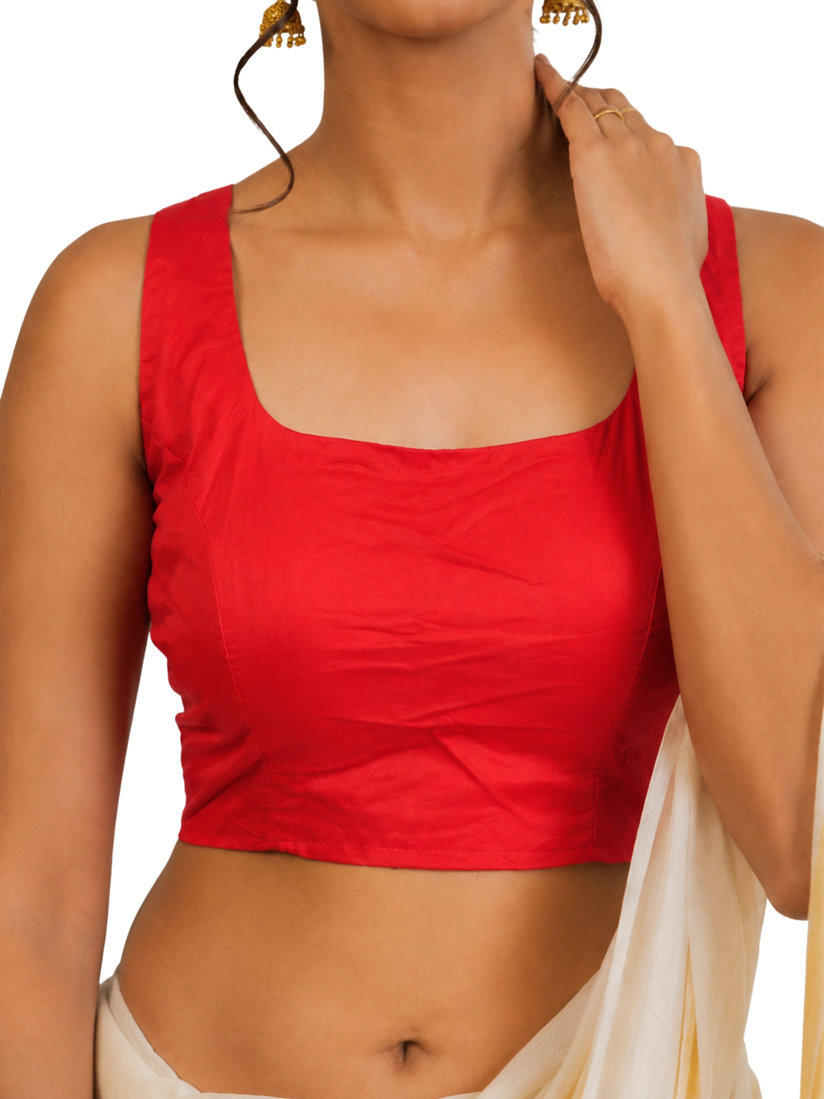 MATCHLINE™ Women's Tapeta Silk Sleeveless Blouse | U-Neck Solid Color Padded
