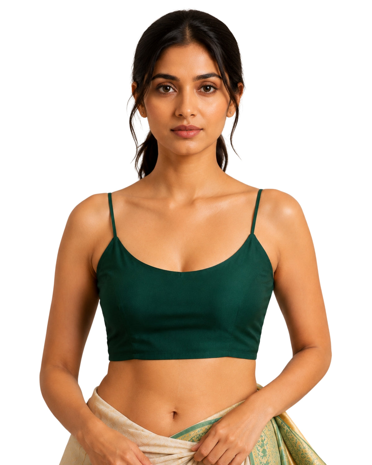 MATCHLINE™ Women's Cotton Rayon Spaghetti Strap V-Neck Saree Blouse