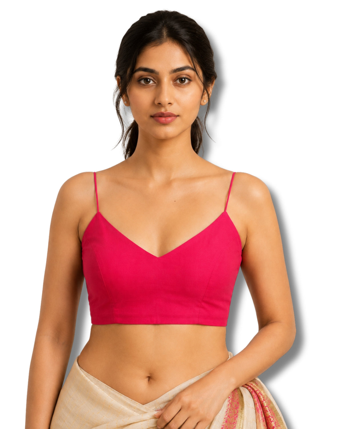 MATCHLINE™ Women's Cotton Rayon Spaghetti Strap V-Neck Saree Blouse