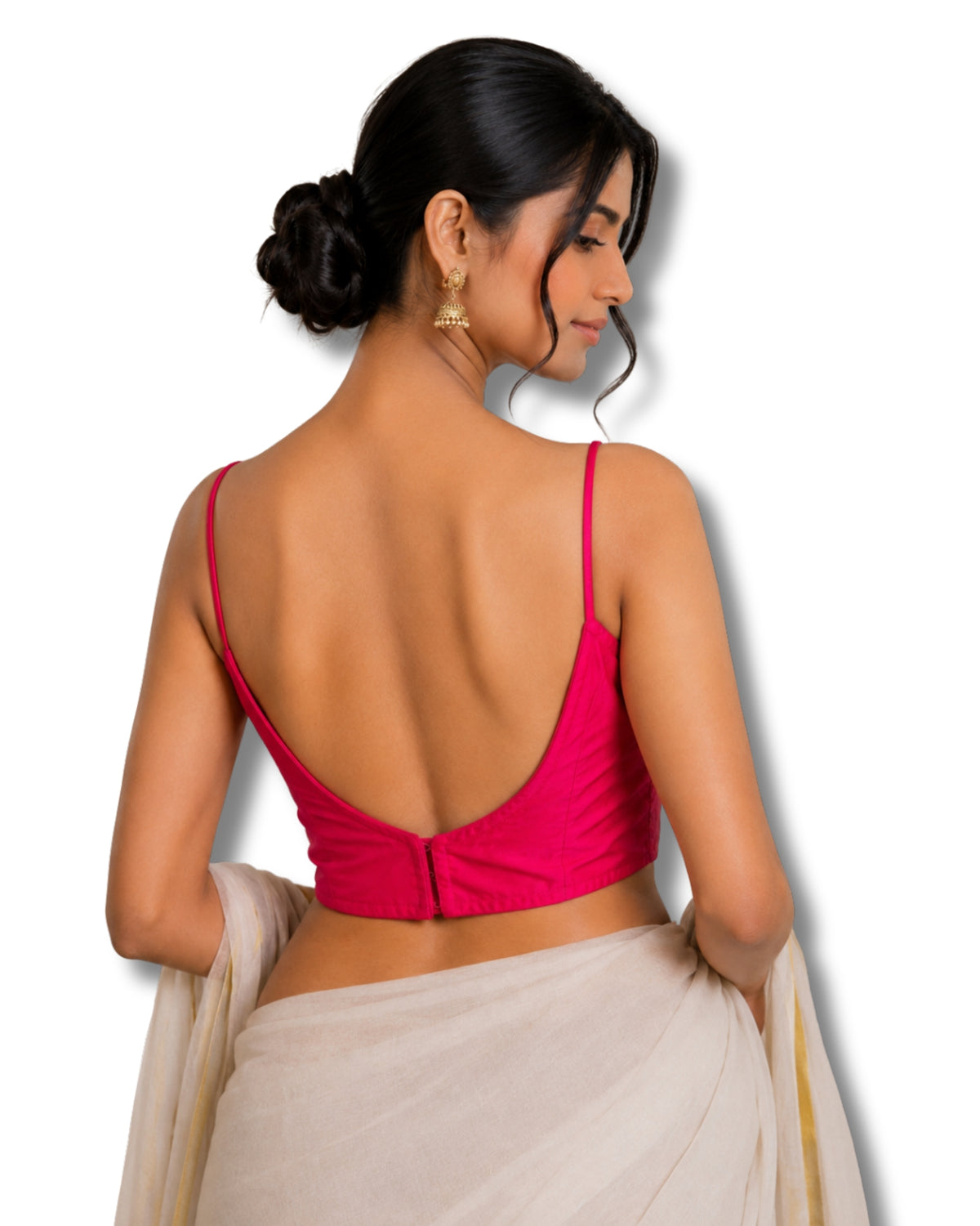 MATCHLINE™ Women's Cotton Rayon Spaghetti Strap V-Neck Saree Blouse
