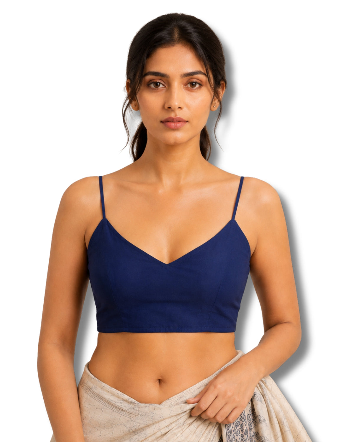 MATCHLINE™ Women's Cotton Rayon Spaghetti Strap V-Neck Saree Blouse