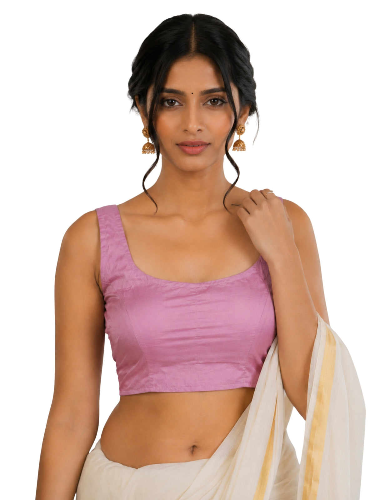 MATCHLINE™ Women's Tapeta Silk Sleeveless Blouse | U-Neck Solid Color Padded