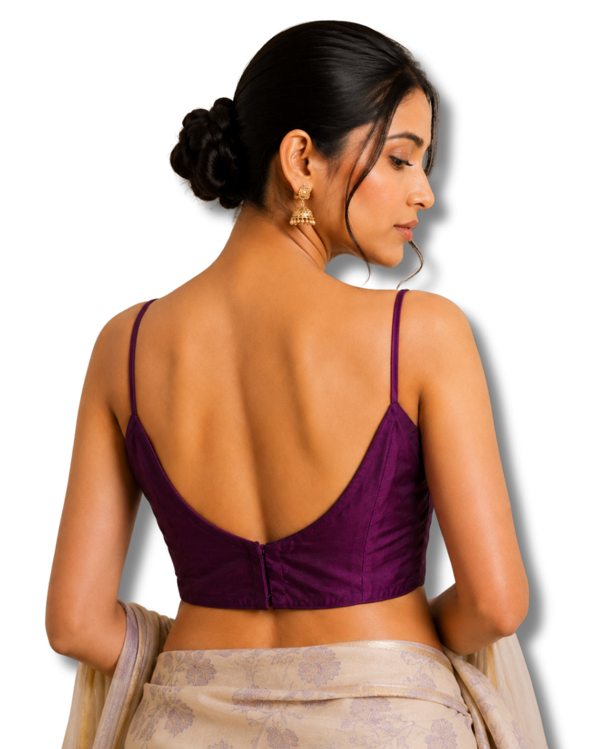 MATCHLINE™ Women's Cotton Rayon Spaghetti Strap V-Neck Saree Blouse