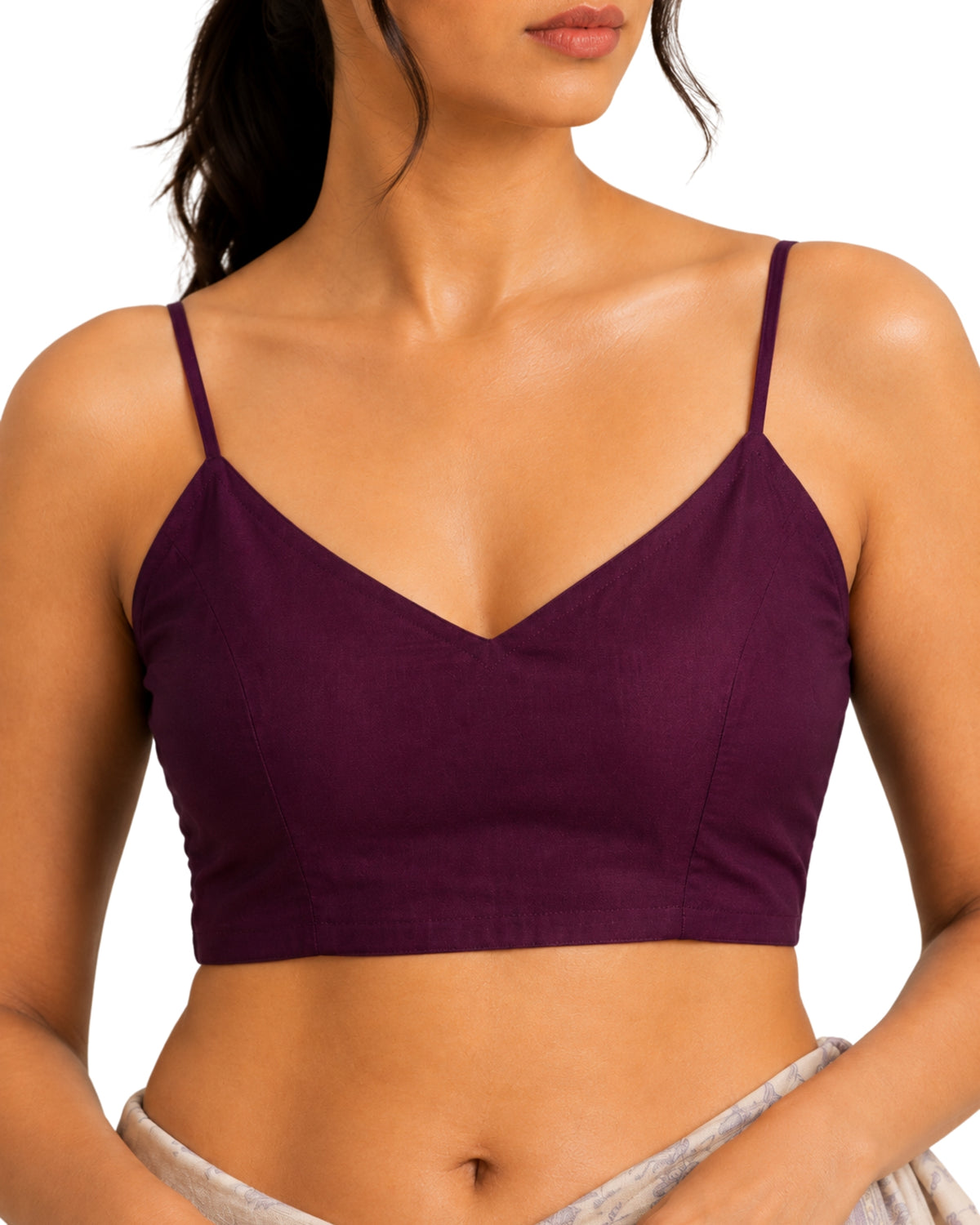 MATCHLINE™ Women's Cotton Rayon Spaghetti Strap V-Neck Saree Blouse