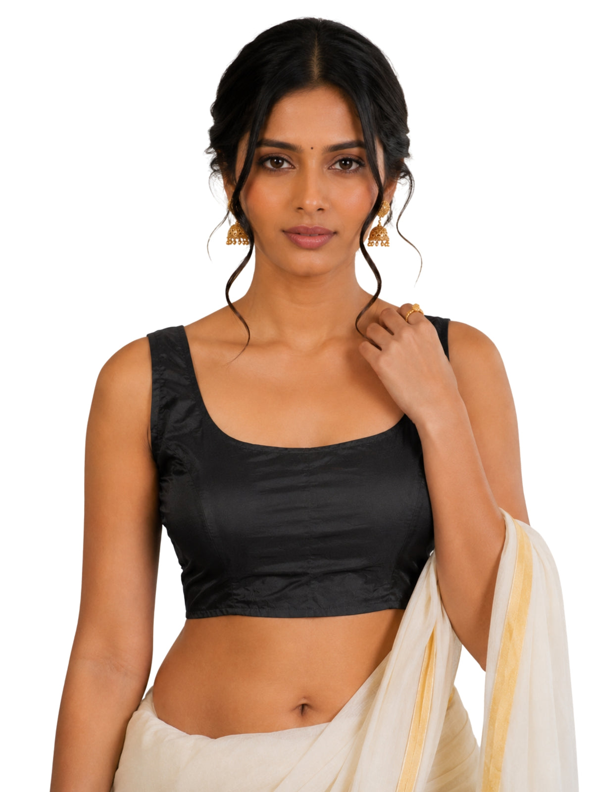 MATCHLINE™ Women's Tapeta Silk Sleeveless Blouse | U-Neck Solid Color Padded