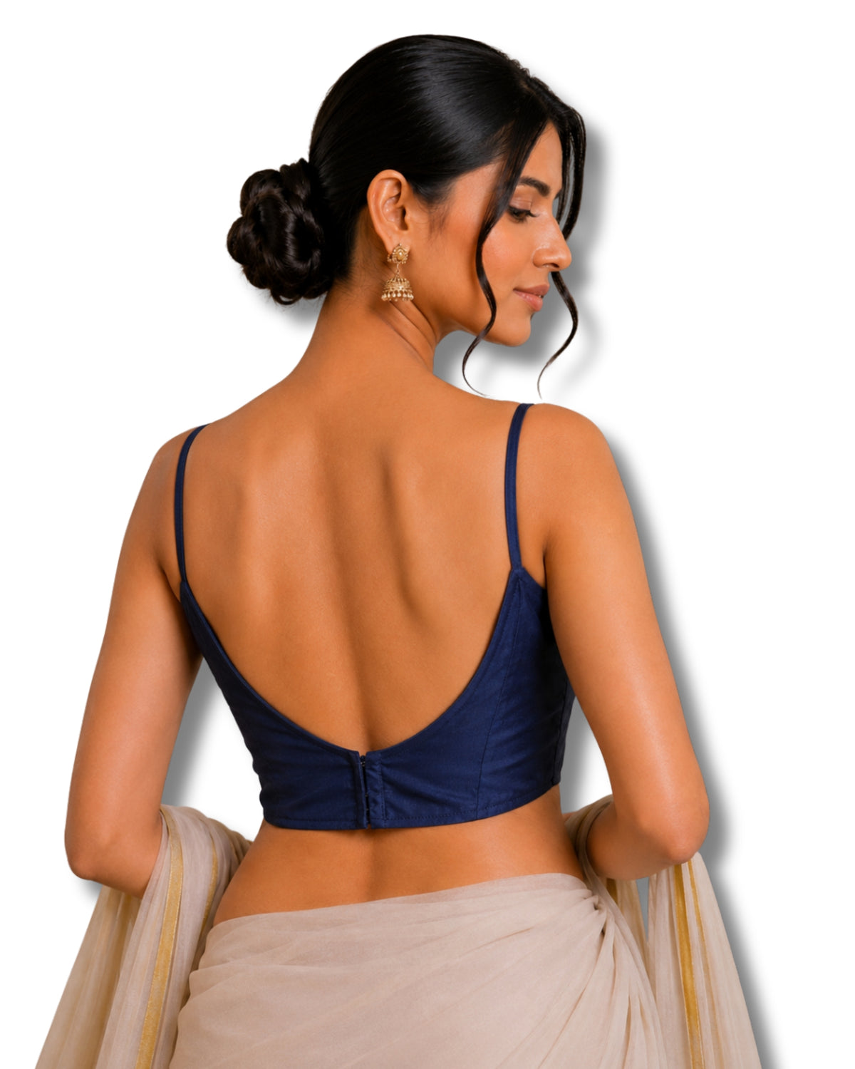 MATCHLINE™ Women's Cotton Rayon Spaghetti Strap V-Neck Saree Blouse