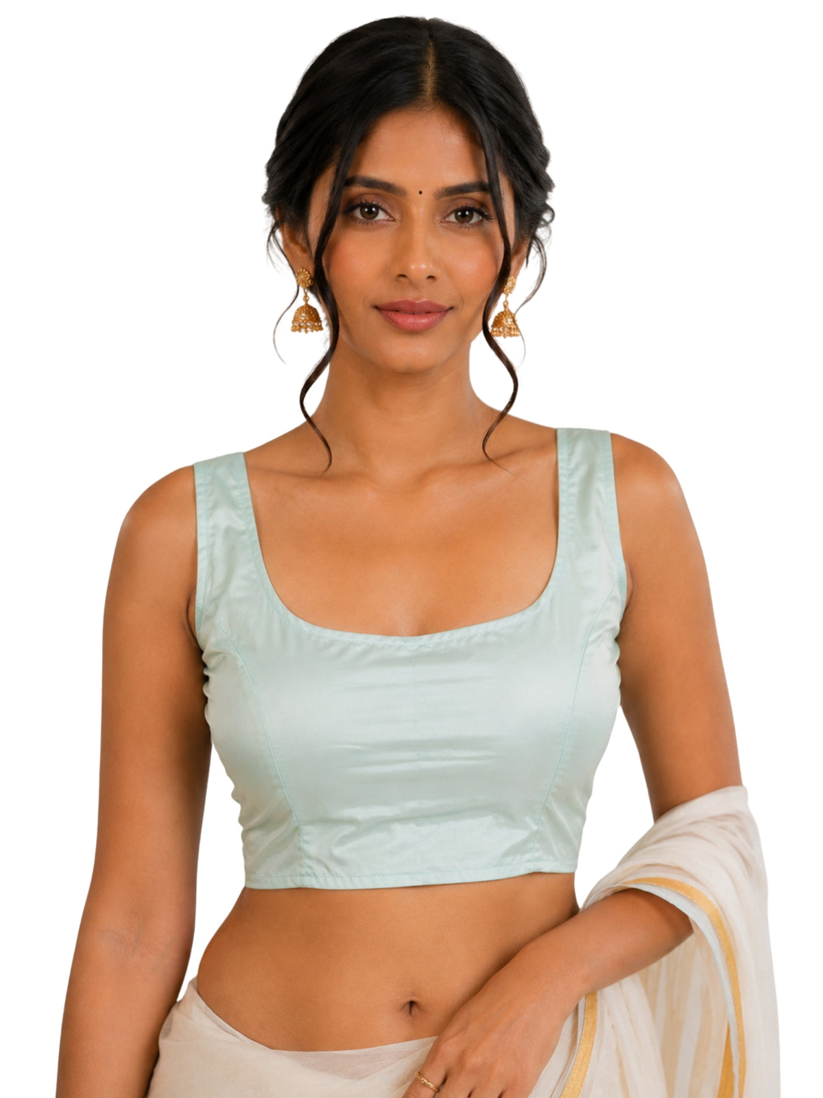 MATCHLINE™ Women's Tapeta Silk Sleeveless Blouse | U-Neck Solid Color Padded