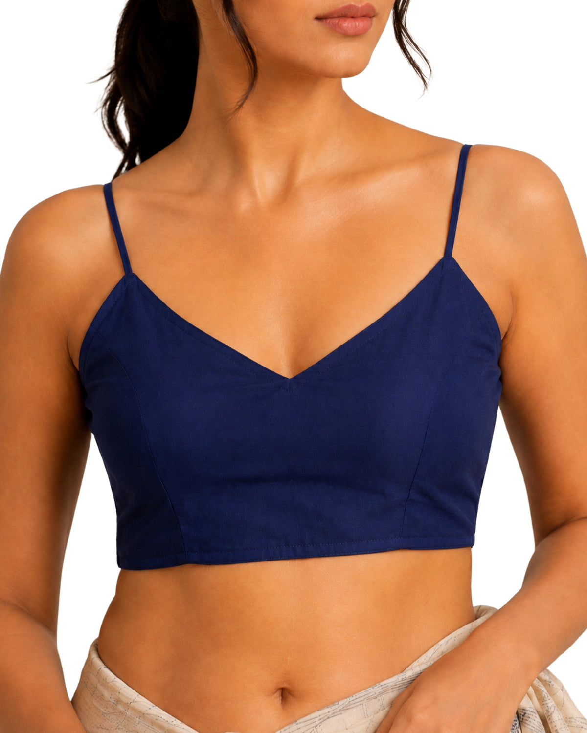MATCHLINE™ Women's Cotton Rayon Spaghetti Strap V-Neck Saree Blouse
