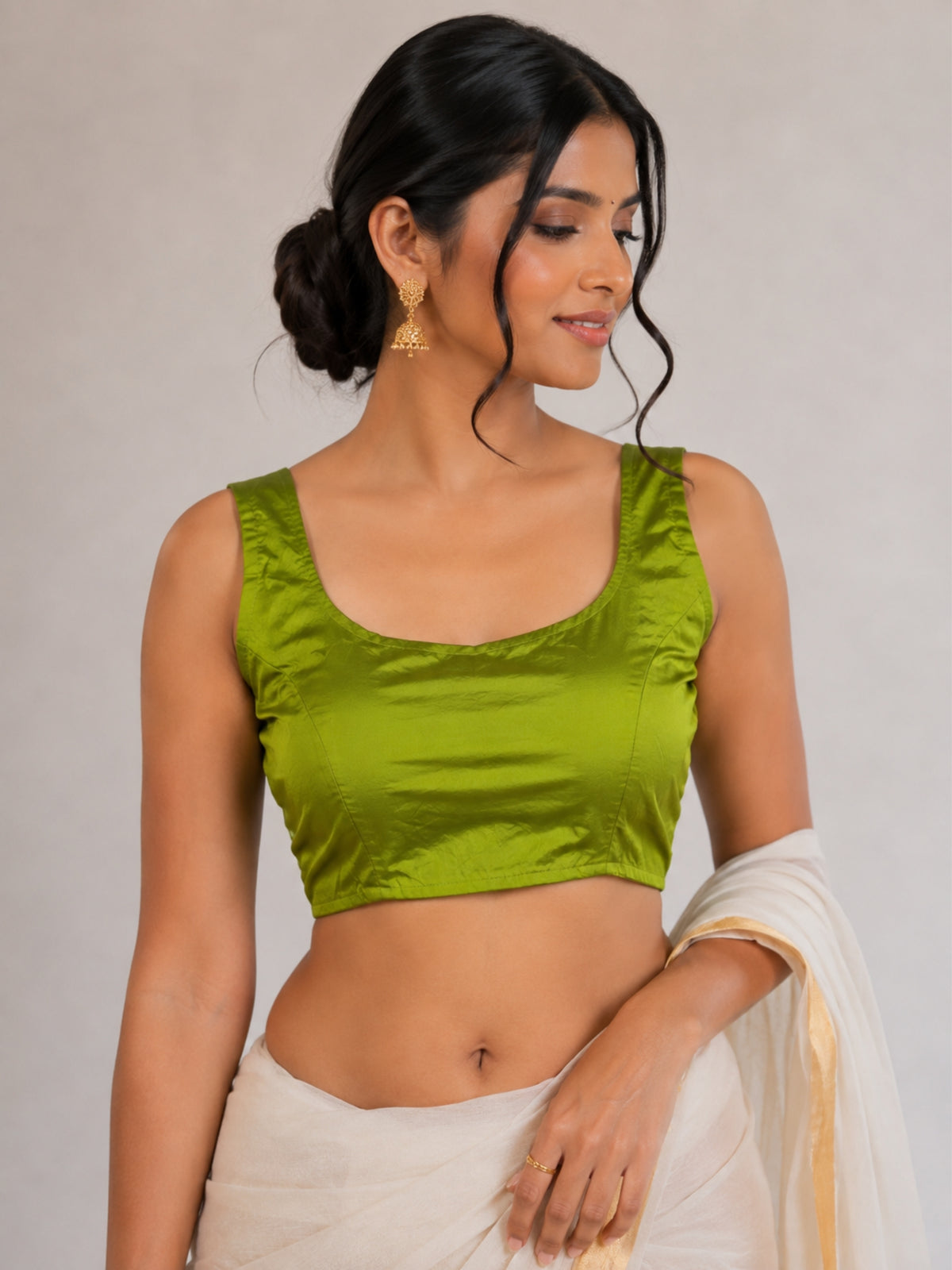 MATCHLINE™ Women's Tapeta Silk Sleeveless Blouse | U-Neck Solid Color Padded