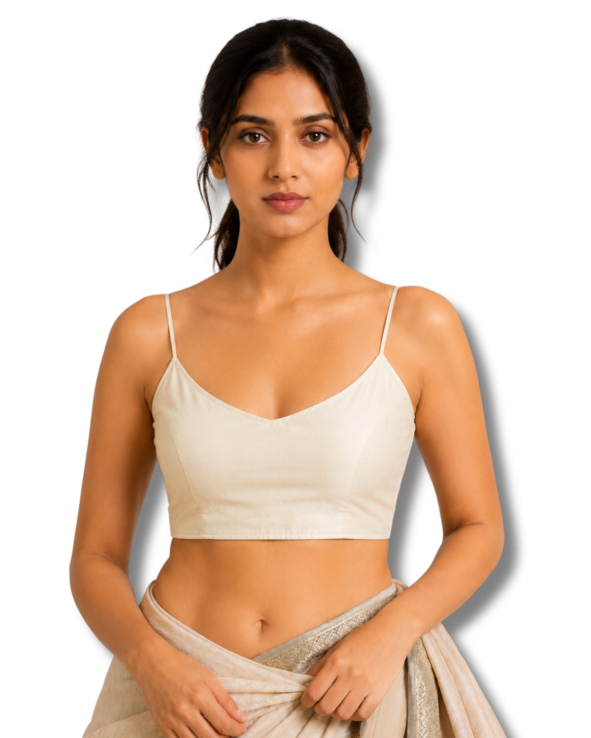 MATCHLINE™ Women's Cotton Rayon Spaghetti Strap V-Neck Saree Blouse
