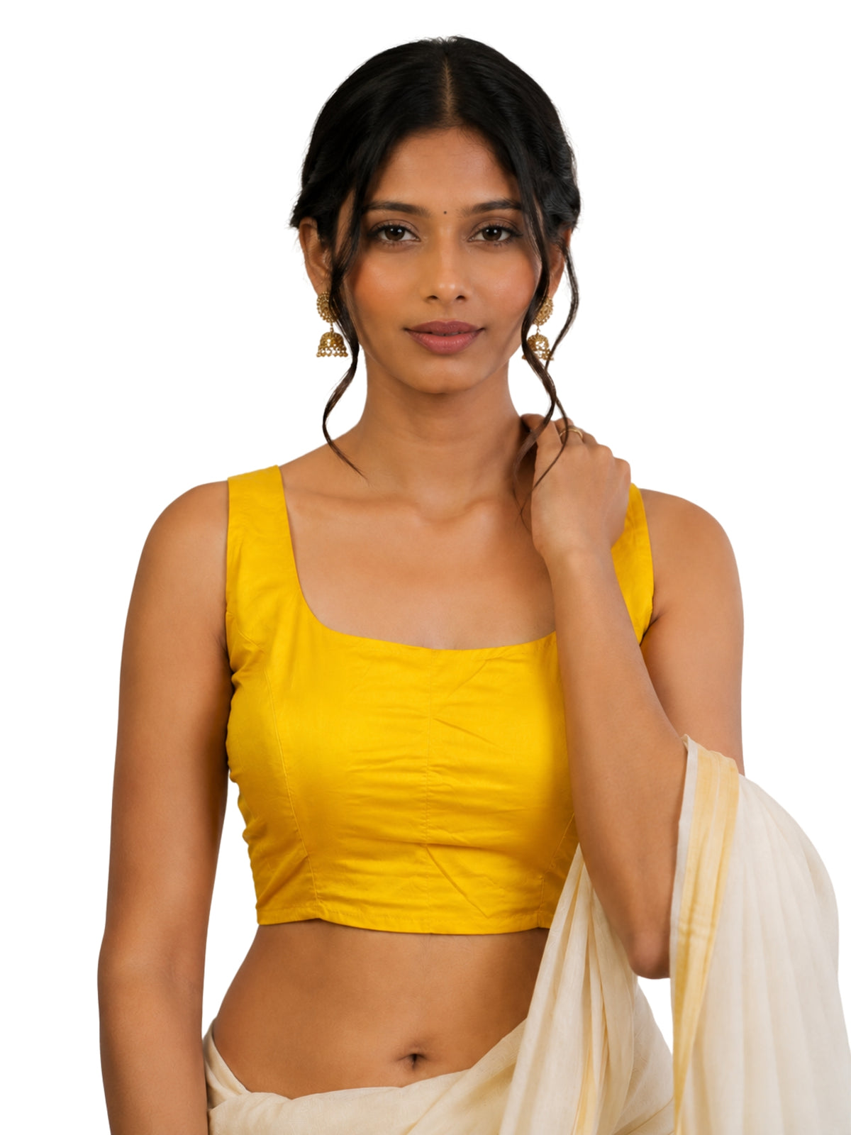 MATCHLINE™ Women's Tapeta Silk Sleeveless Blouse | U-Neck Solid Color Padded