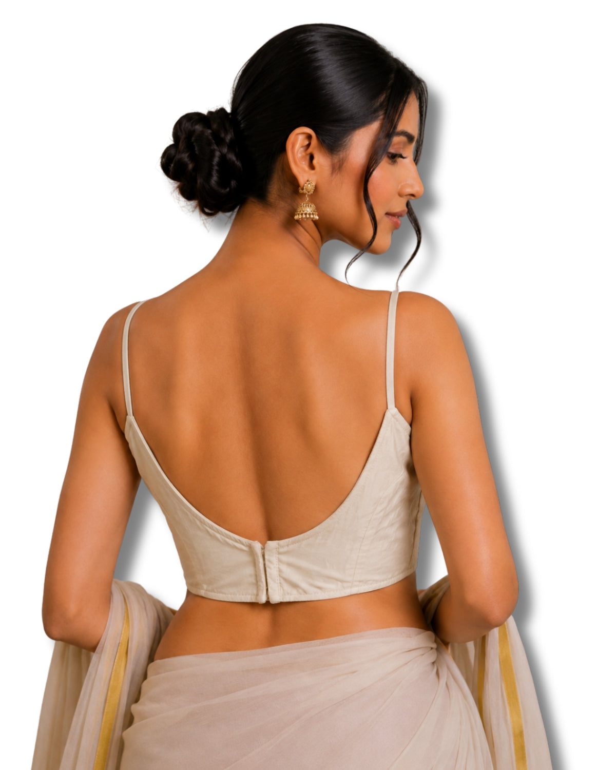 MATCHLINE™ Women's Cotton Rayon Spaghetti Strap V-Neck Saree Blouse