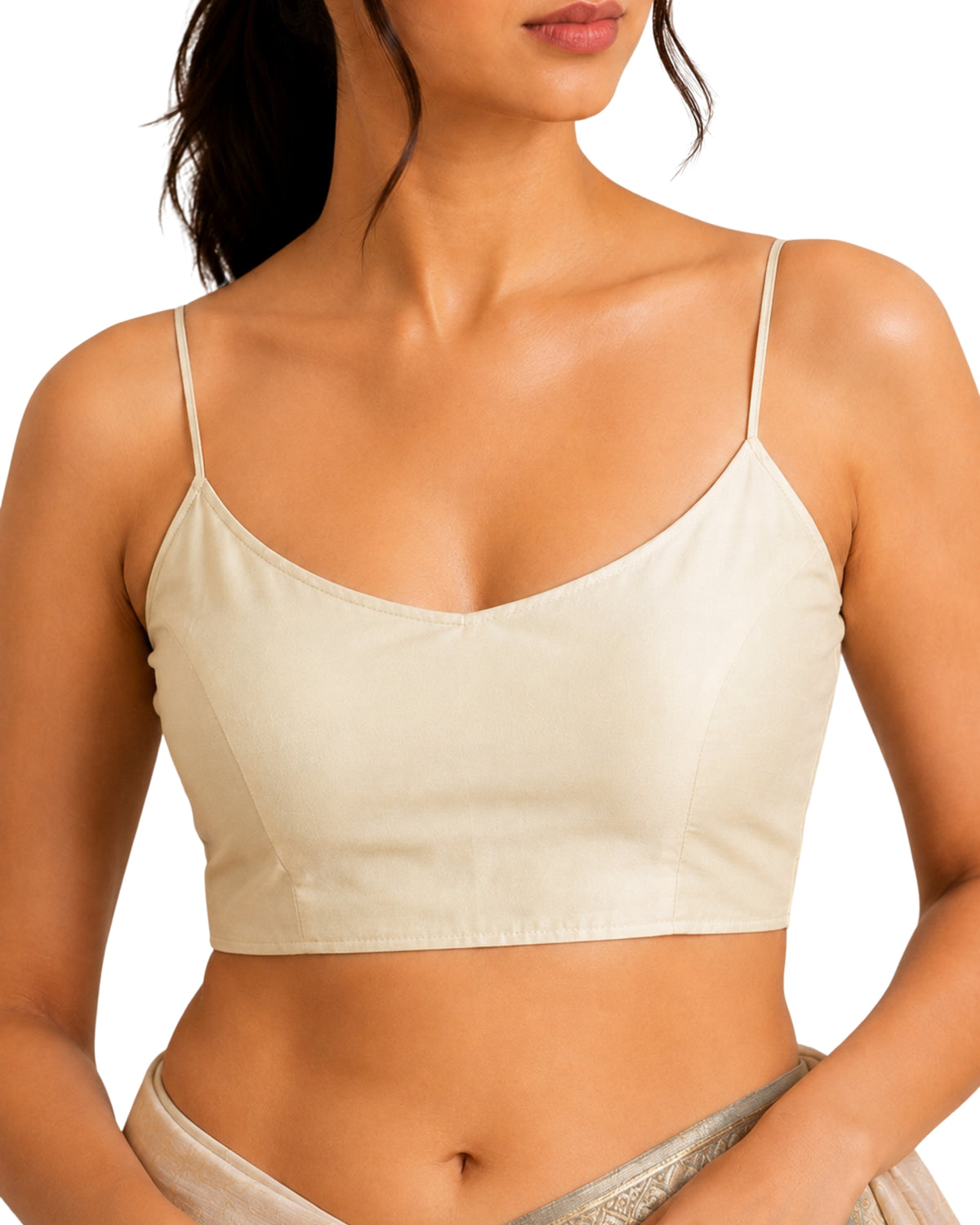 MATCHLINE™ Women's Cotton Rayon Spaghetti Strap V-Neck Saree Blouse