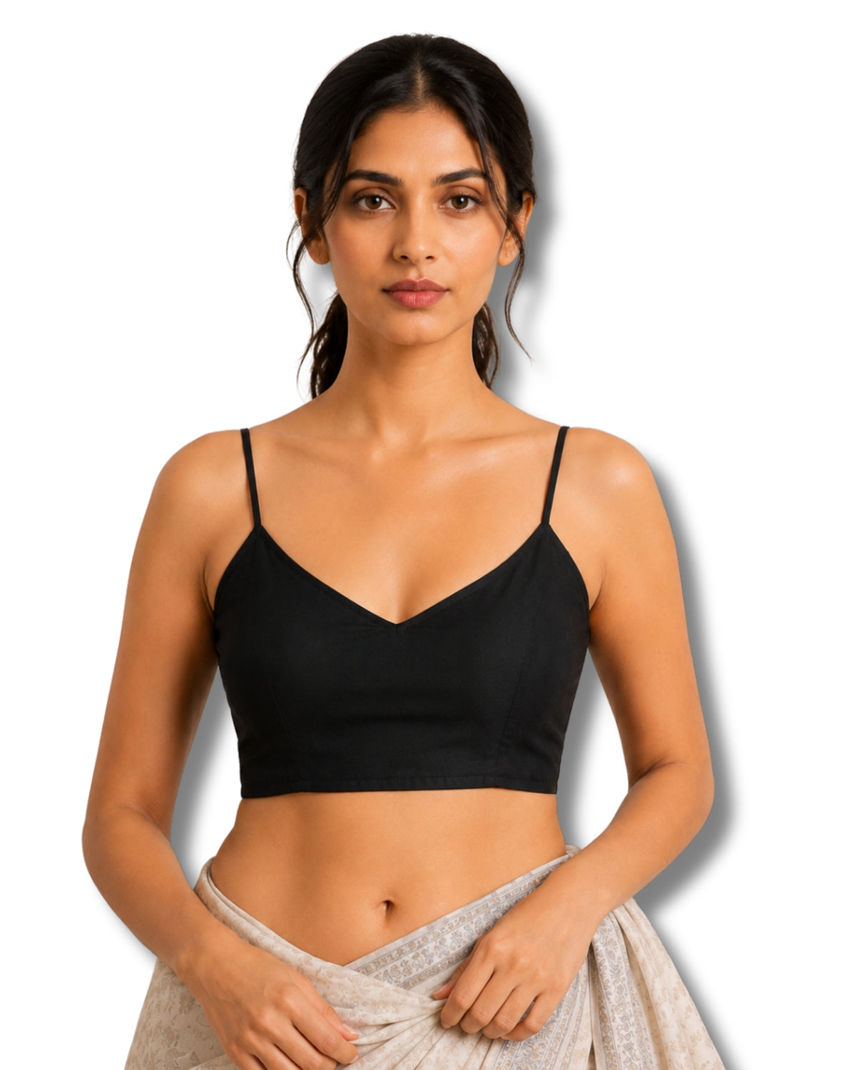 MATCHLINE™ Women's Cotton Rayon Spaghetti Strap V-Neck Saree Blouse